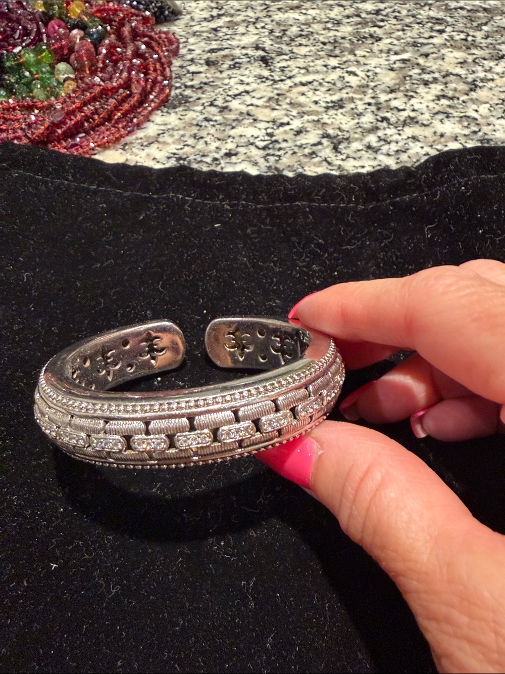 Judith Ripka Silver-Tone Crystal Open Cuff Bracelet